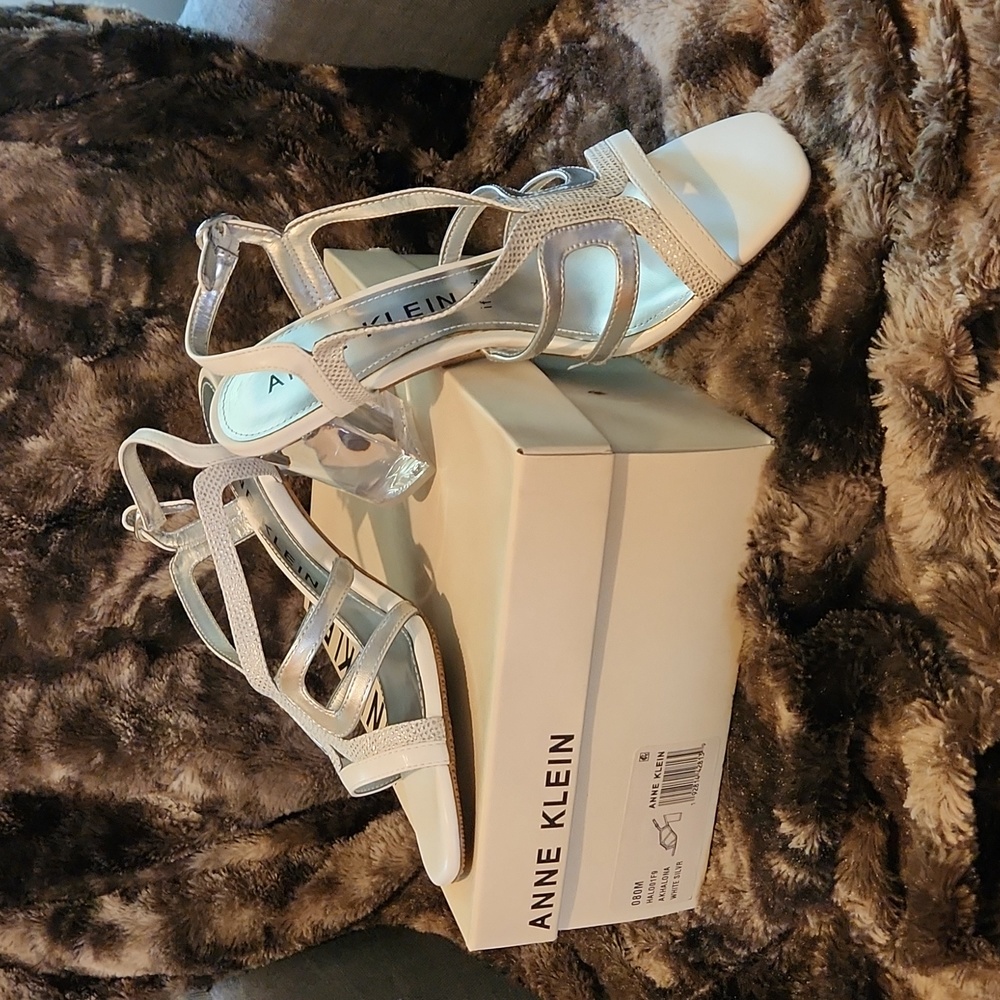 NWOB Anne Klein strappy, acrylic heeled shoes